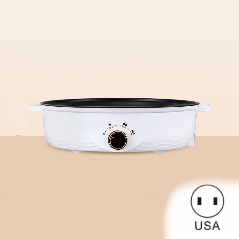 

Электрическая сковорода-гриль, тарелка для барбекю, поворотное управление, кухонные многофункциональные принадлежности White USA