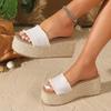 2026 Sommer Koreanischer Stil 7,5 cm Geflochtene Keilsandalen mit Dicken Sohlen