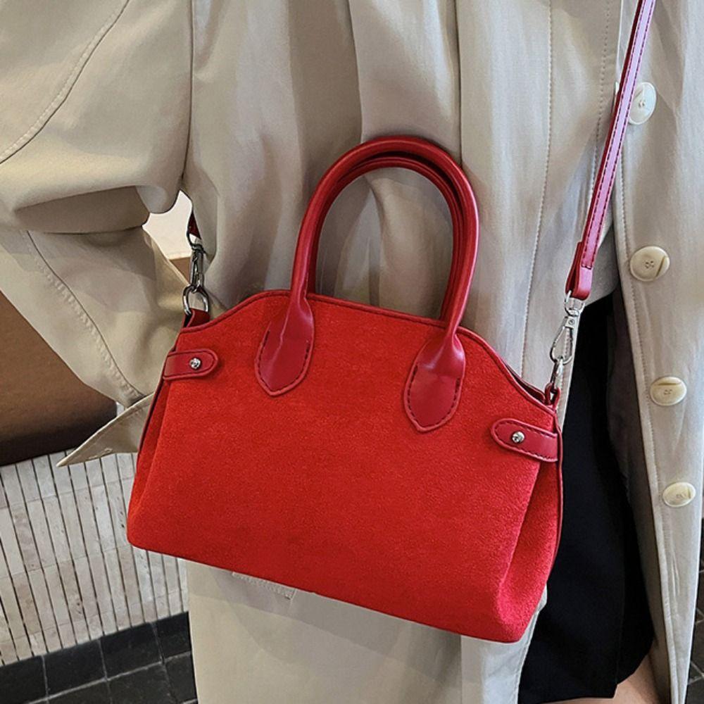 Shoulder Bag Suede Boston Shoulder Bag Handbag Solid Color Tote Bag Slouchy Hobo Bags Holiday