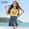 FivePlus Girls' Pure Cotton Cartoon Short Sleeve T-Shirt