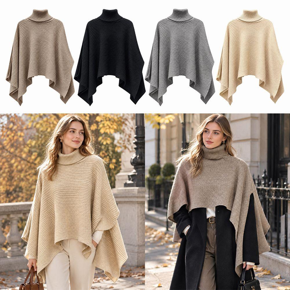 High Collar Knitted Scarf Pure Color Overcoat Style Scarf New Winter Scarf Women