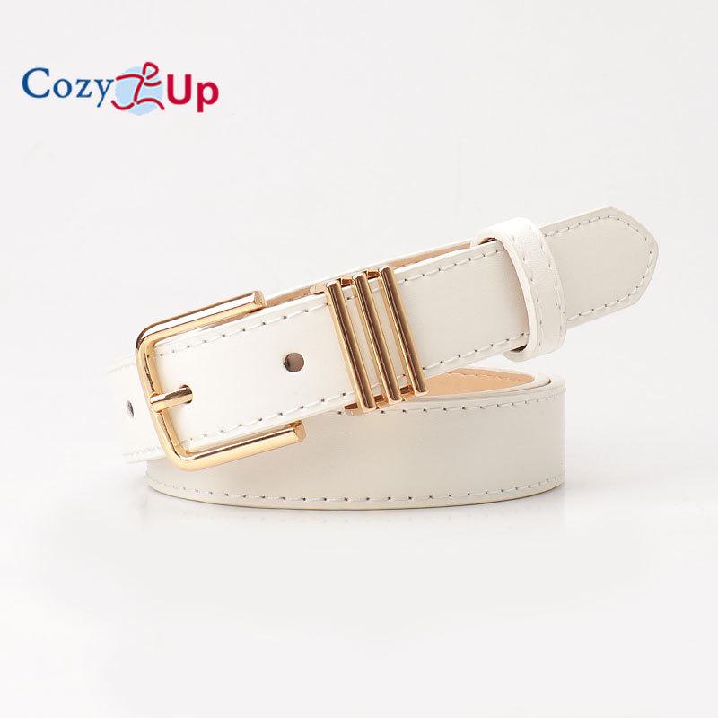 Women Leather Belt with Gold Buckle Ladies Faux Leather Belt for Jeans Pants