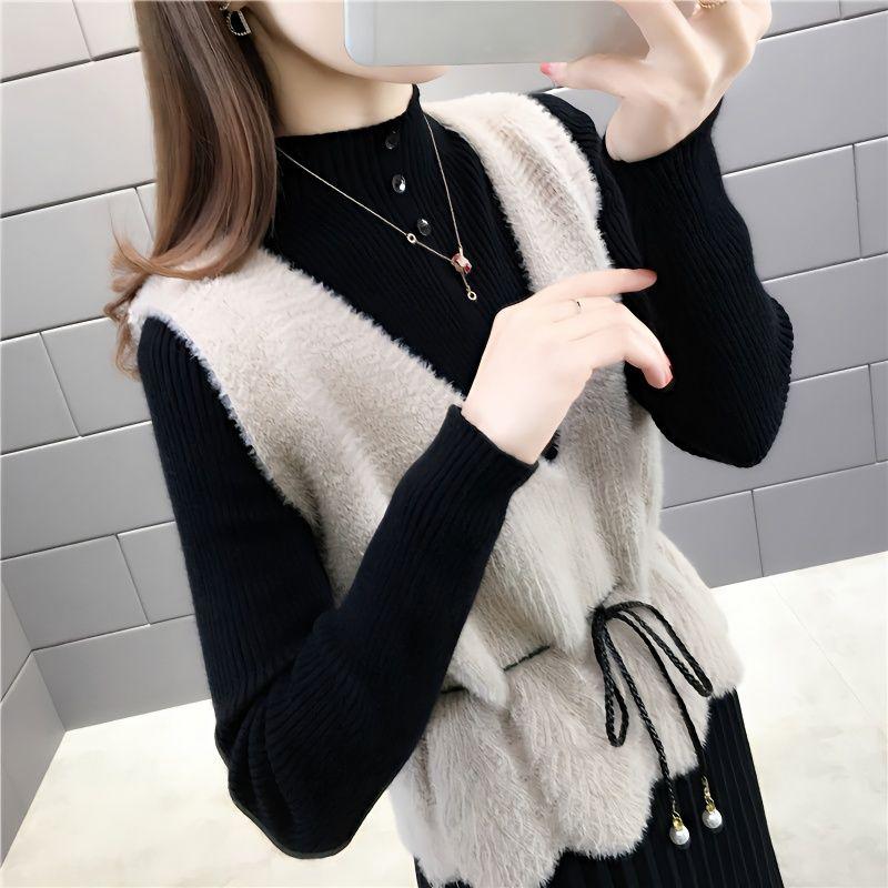 V-neck Vest for Spring and Autumn Women Stylish Goddess Knitted Vest
