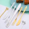 Ruhan Golden Leaf Stainless Steel Dessert Fork Set