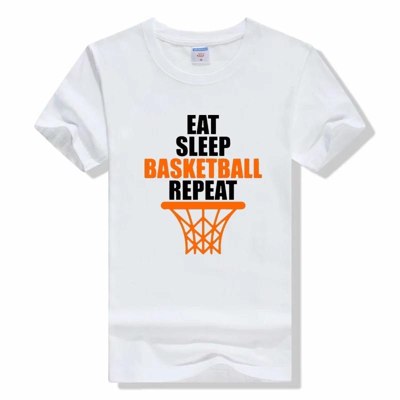 Funny Eat Sleep Basketball Repeat T Shirts Graphic Cotton Streetwear Short Sleeve Birthday Gifts Summer T-shirt Round neck tee