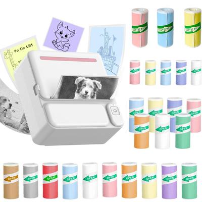 Sticker Printer with Rolls Sticker Paper,Blue-tooth Thermal Compatible with iOS & Android, for Flashcards, DIY, Notes