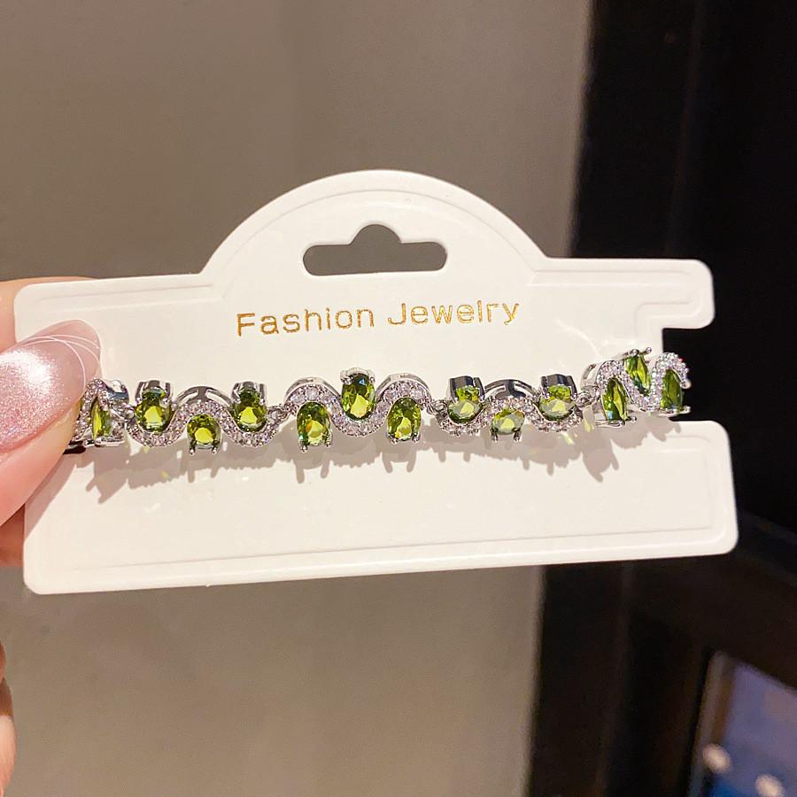 Geometric Zircon Oval Silver Womens Fashion Bracelet For Elegant Gift