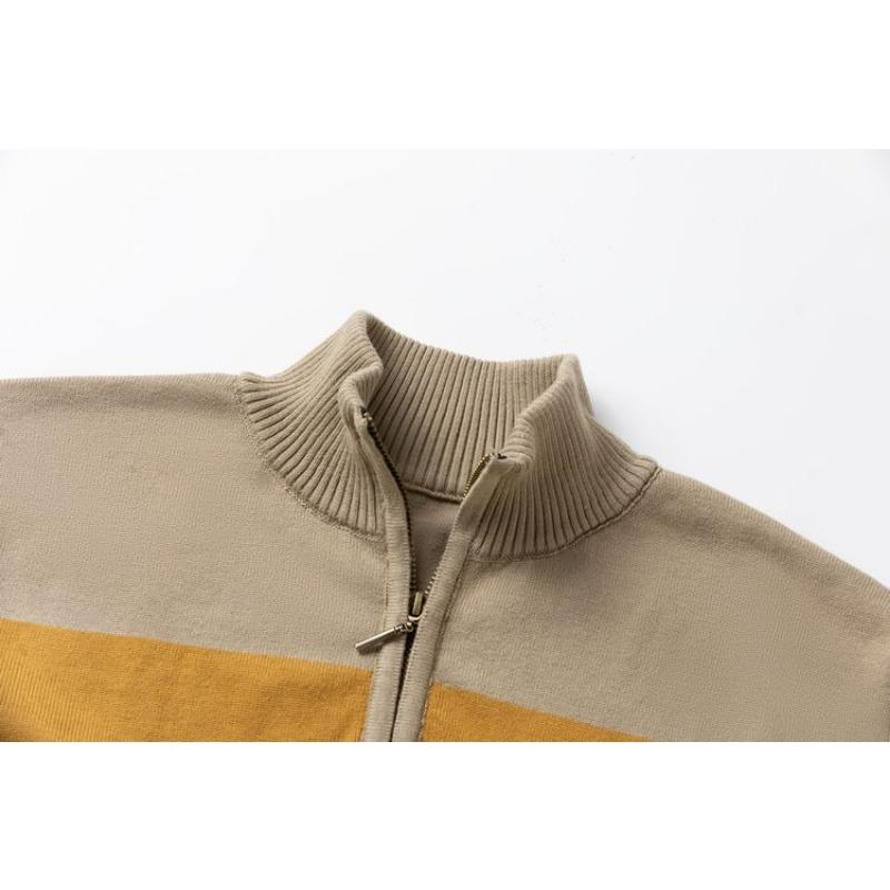 Men Slim Fit Stand Collar Long Sleeve Warm Pullover Casual Knit Sweater