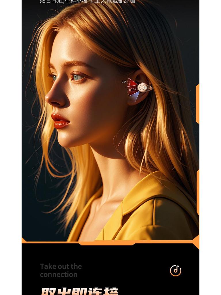 2025 H205 Bluetooth Earclip Headphones, In-Ear, Long Battery, Noise-Cancelling for Running and Sports.
