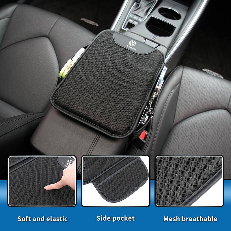Ice Silk Car Black Armrest Storage Bag with Height Adjustment For VW Scirocco Jetta Beetle Golf Passat Tiguan Sharan TouranJD8