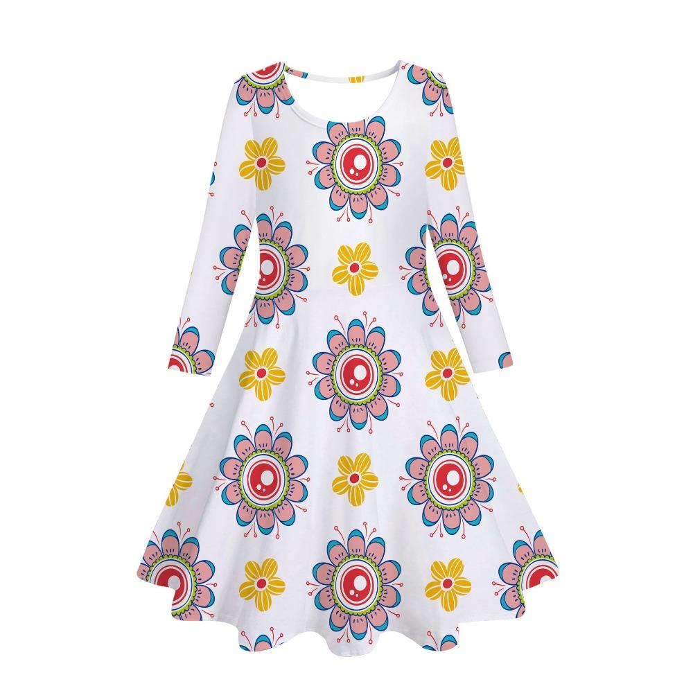 Girls' 3D Boho Floral Dress Long Sleeve Summer Spring Vacation Daily Holiday Princess Beautiful Sweet Kids 4-12 Years Casual Dress A Line Dress