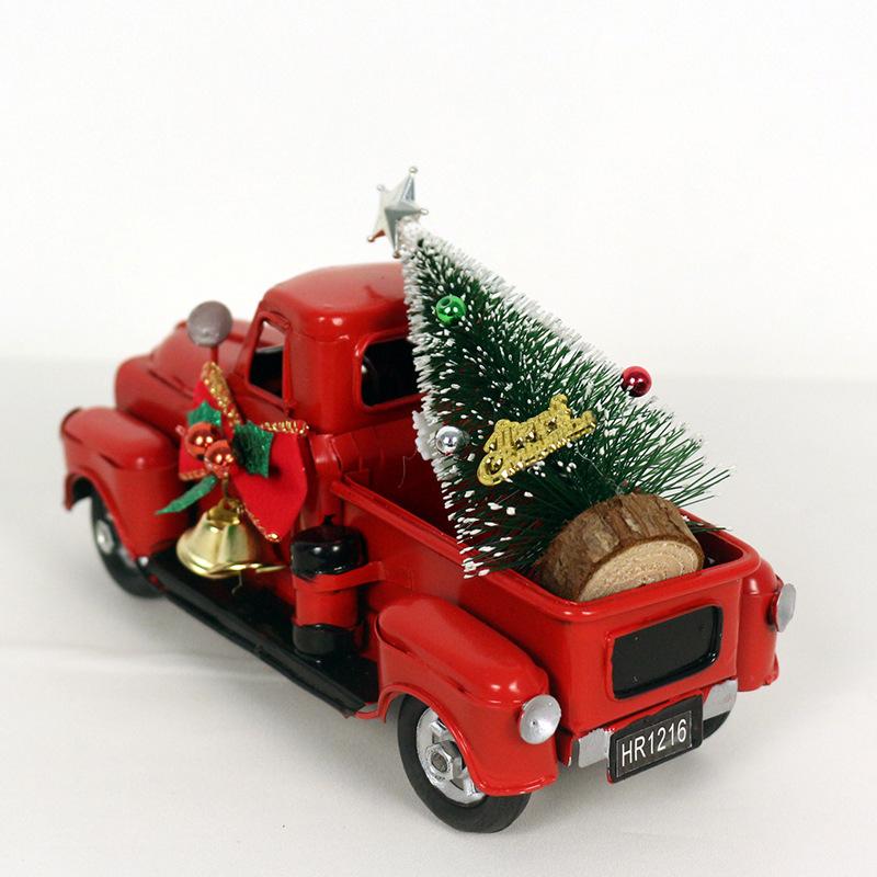 Vintage red truck decoration ornament Christmas decoration gift made of red metal truck