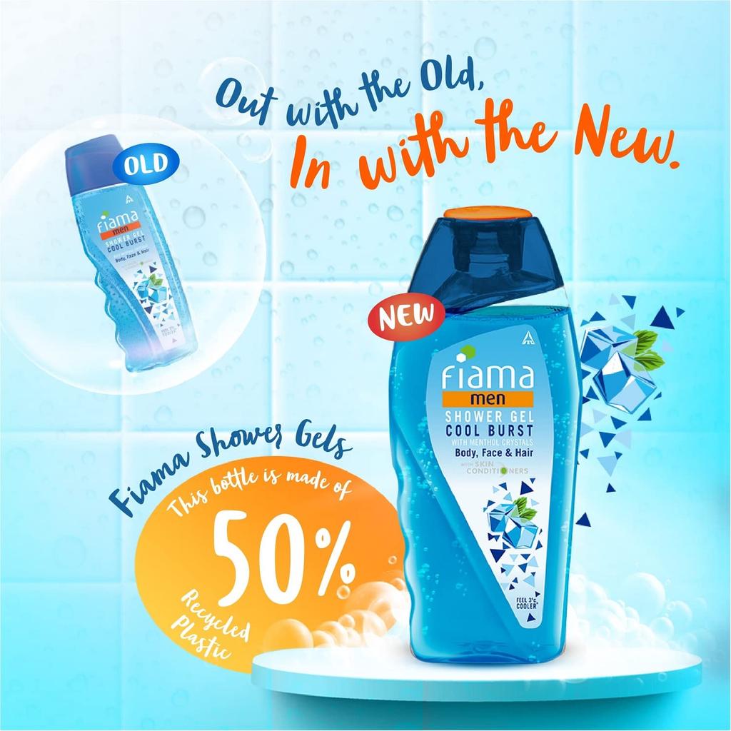 Fiama Men Cool Burst Shower Gel 250ml Pack Of 1 Refreshing Menthol Body Wash For Fresh Skin