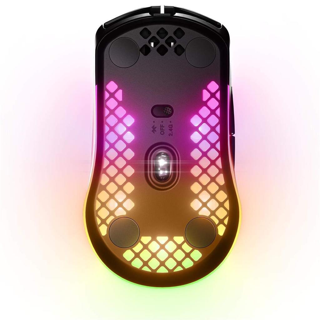 SteelSeries Aerox 3 Wireless Gaming Bluetooth Quantum Over 200 Hours of Battery RGB Not Sold In Japan Mouse, Ultra-Lightweight 66g, 2.4GHz 2.0