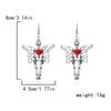 Halloween Red Heart Hollow Metal Butterfly Wing Skeleton Bone Drop Earrings Skull Dangle Earring For Women Men Gothic Jewelry