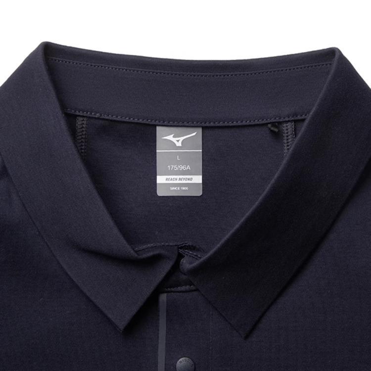 Mizuno Essential Series Mode Vielseitig Hautfreundlich Weich Atmungsaktiv Langarm Poloshirt Herren Oberteile Mitternachtsblau K2CA41A2
