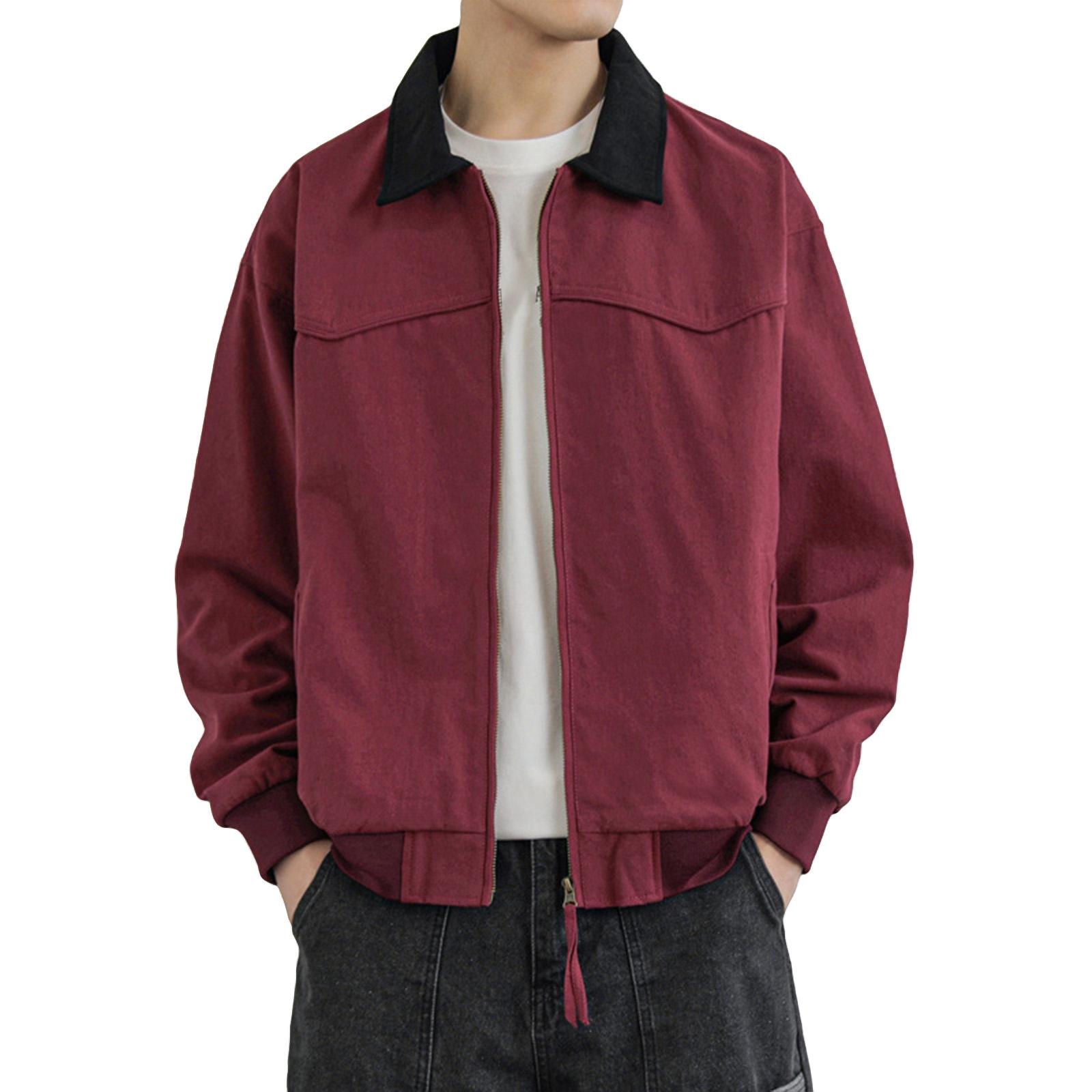 

Мужская однотонная камуфляжная куртка для активного отдыха, мужская повседневная куртка на пуговицах с карманами M красный