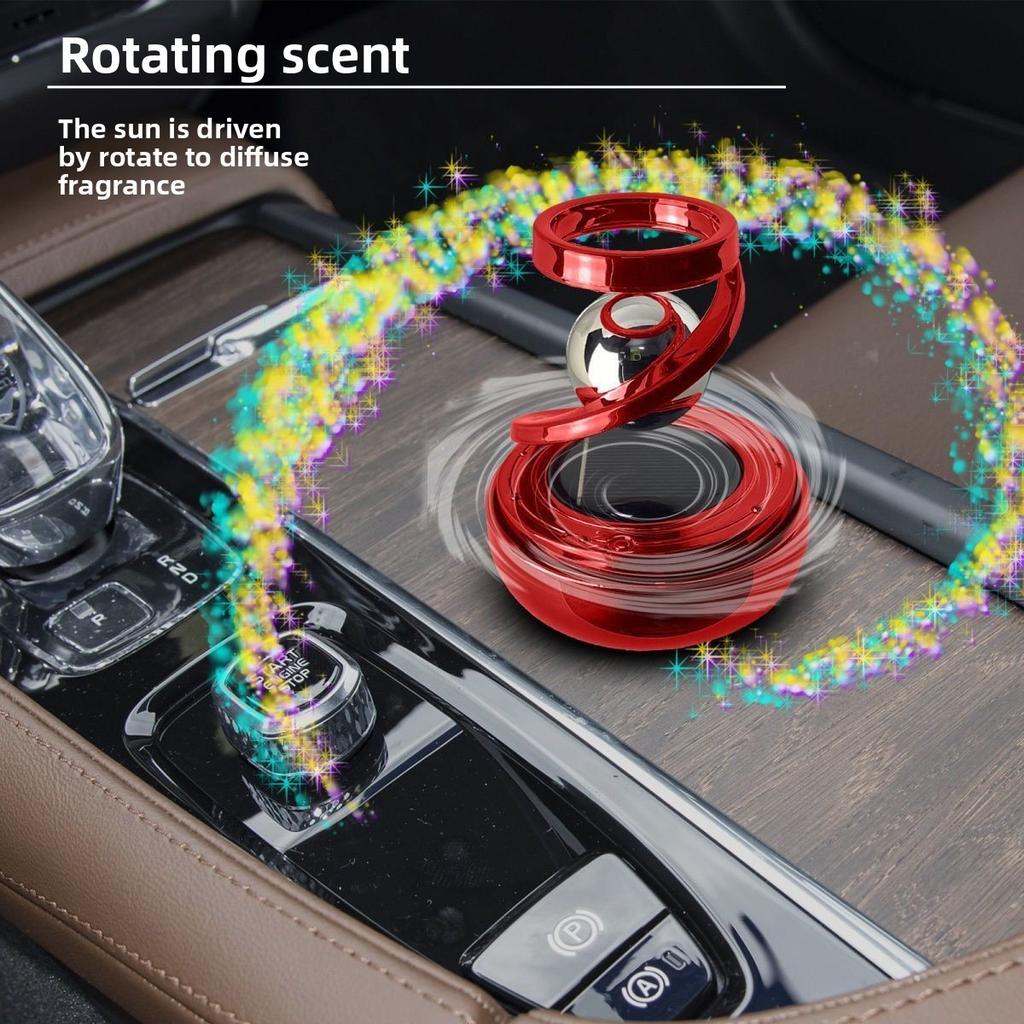 Bil Solenergi Dubbelring Doft Planetarisk Pendel Fordon Upphängning Roterande Parfymsäte Fordonsinteriör Flytande Kula Dekoration