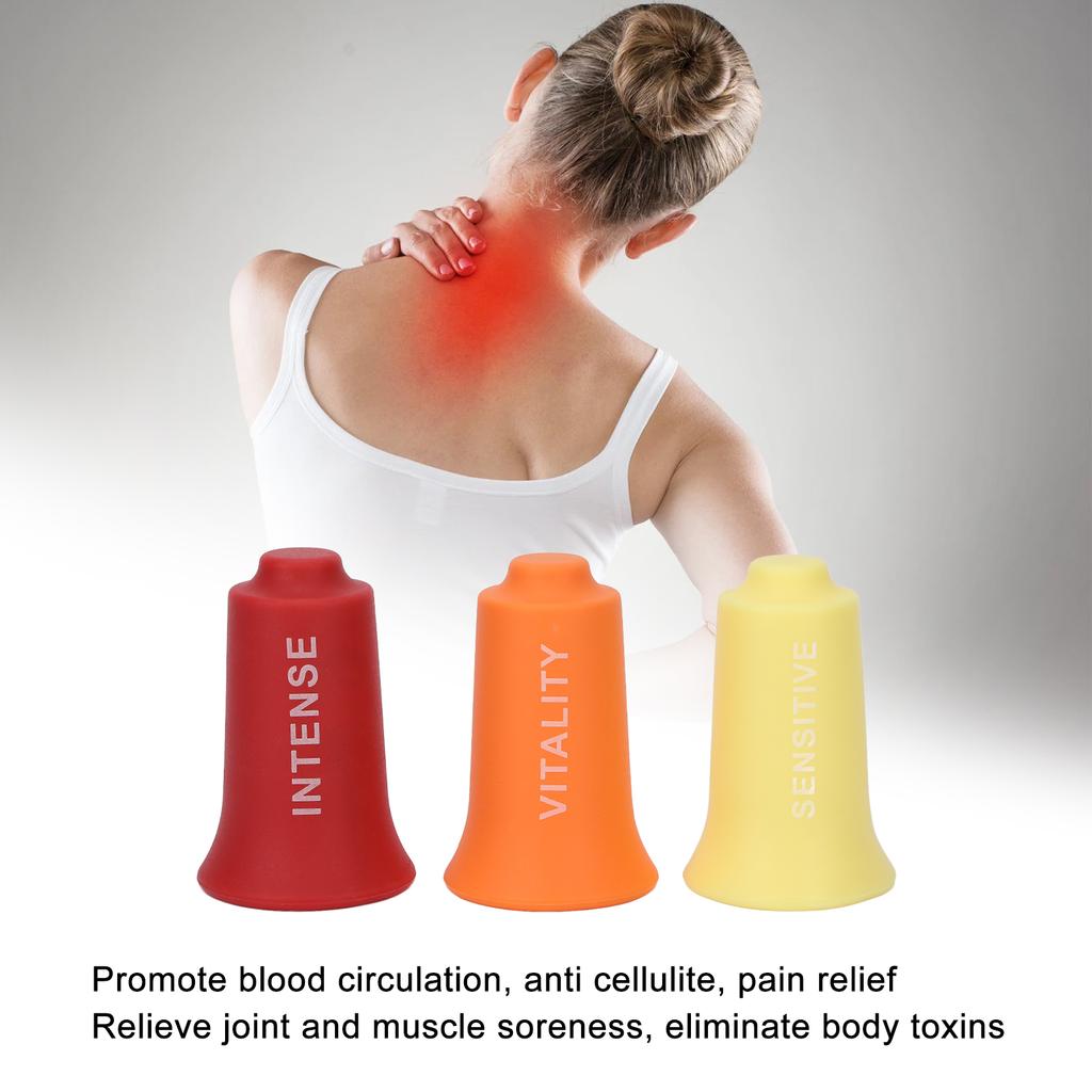 Schröpftherapie-Sets 3 Kraft Relief Muskelentspannung Körpermassage Silikon Vakuum Saugnäpfe