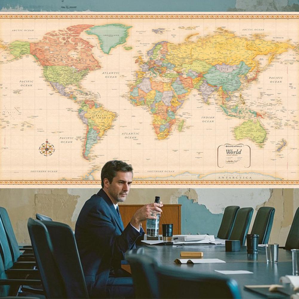 Weltkarte Wandbehang, Vintage Bildungsdeko, Horizontales Design für Klassenzimmer, Studentenwohnheim & Heimdeko, Weltkarte Wanddeko, Klassenzimmerdekoration