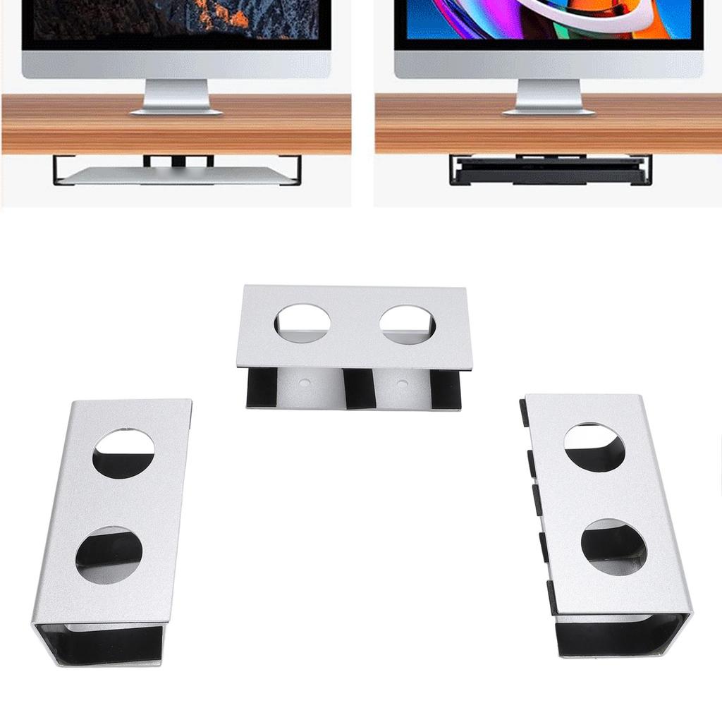Under Desk Laptop Mount Aluminum Alloy Metal Under Desk Shelf Device Holder with Anti Scratch Silicone for Laptop TV Box
