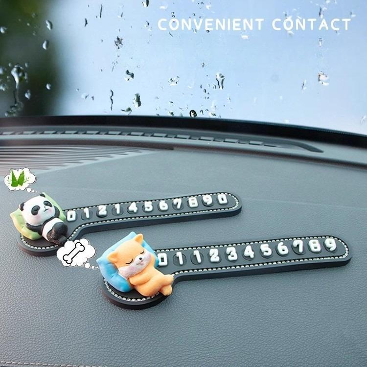 Car Temporary Stop Sign Multifunctional Cartoon Bunny Phone Number Temporary Parking Card Prompt License Plate Decoration