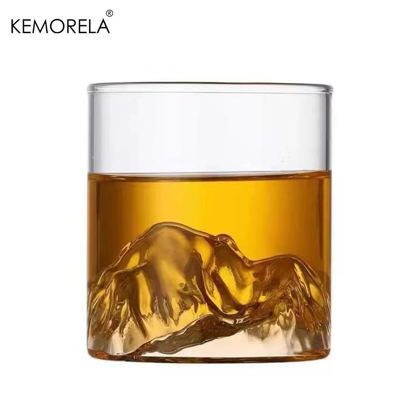 1/2PCS Japanese Glass Glacier Mountain Teacup Mt. Fuji Heat-resistant Glass Teacup Office Handy Retro Wine Glass Whisky Cup Home 200ML