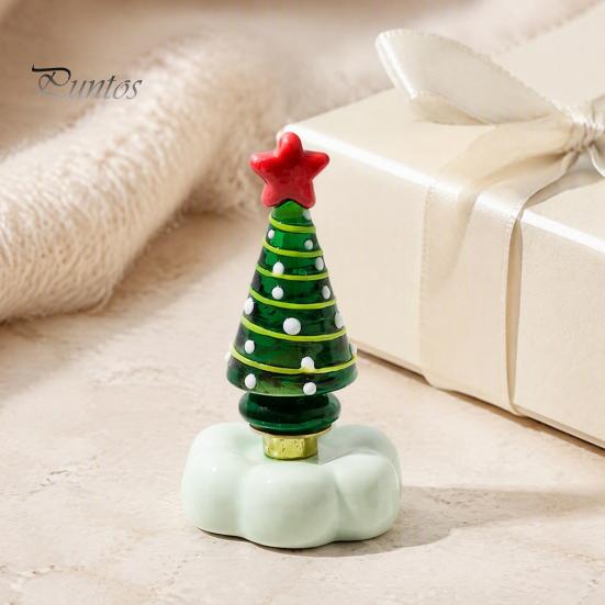 Handcrafted Holiday Table Decor Handmade Glass Christmas Tree Ornament with Star Top And Colorful Bead Details, Unique Gifts for Friends Desktop