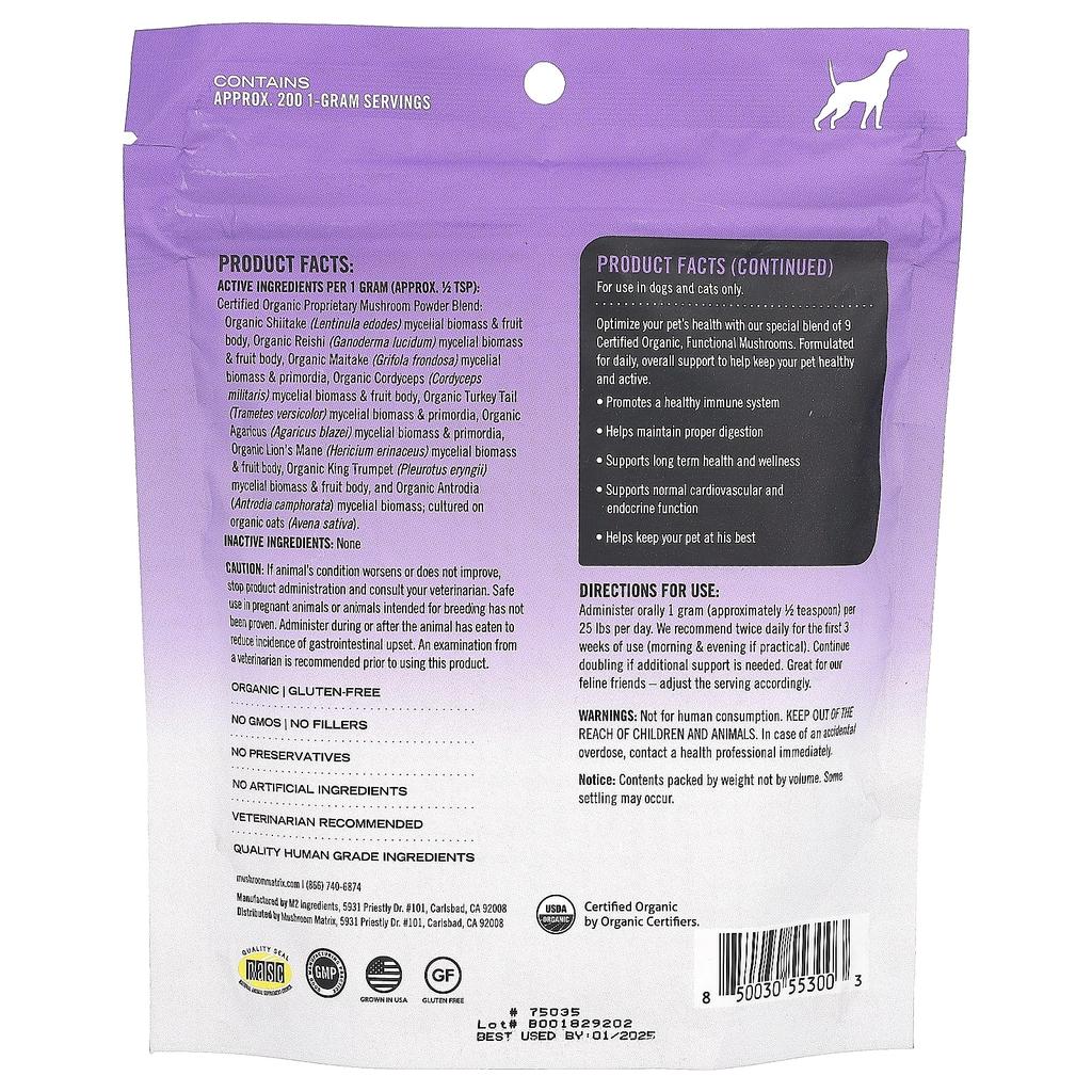 Healthy Pet, Certified Organic Mushroom Powder, for Dogs and Cats, 200G (7.1Oz)