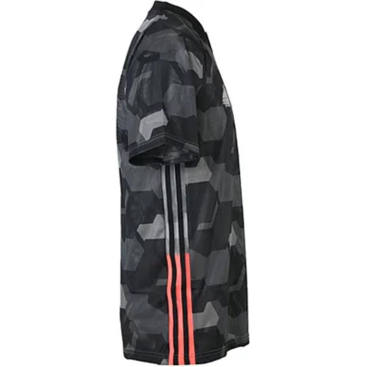 Adidas X Tango Collaboration Pattern Print V-Neck Knit Short Sleeve T-Shirt Men Tops Black FM0831