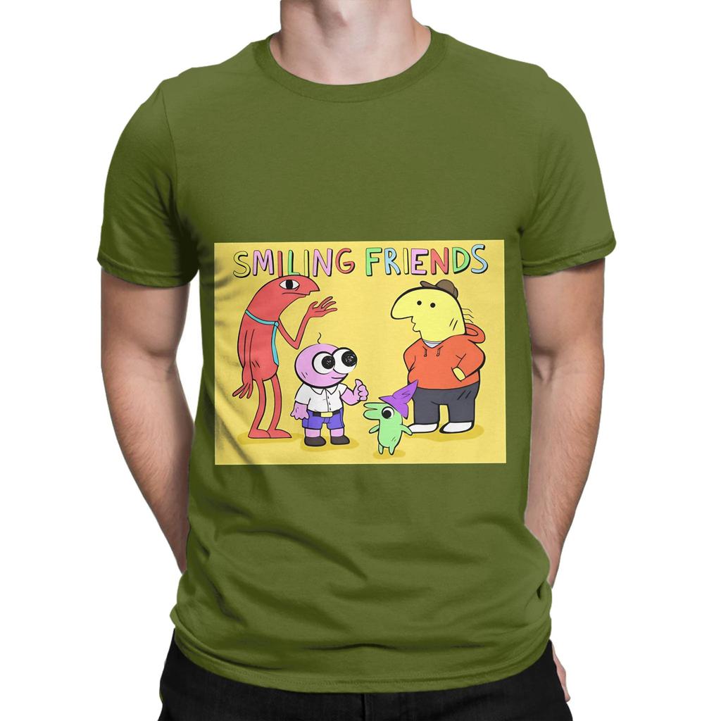 Smiling Friends Group yellow Graphic Funny 100 Cotton TShirt Smiling Friends Season 2 Tops Tees For Unisex