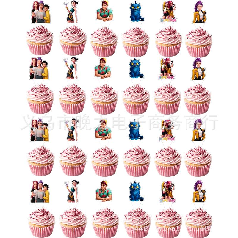 Huntress Girl Group Theme Birthday Party Decoration Set with Banners, Backdrop, Cake Toppers, Balloons for KPOP Lovers