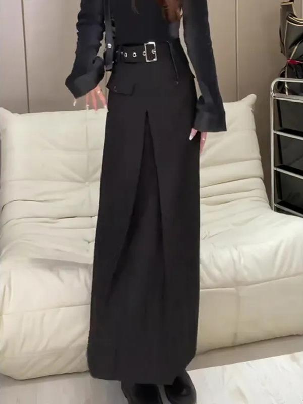2026 Spring/Summer Women's High-Waist A-Line Midi Skirt with Modern Flare Design