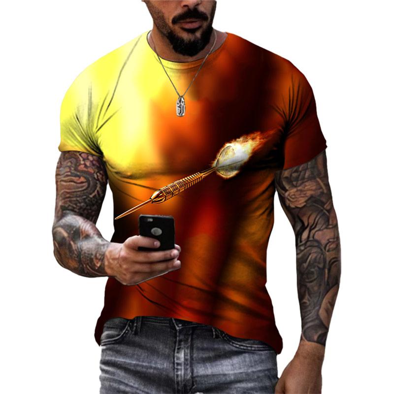 ETST 05 Nieuwe Zomer Mode Darts Grafische T-shirts Trend Heren Casual 3D Print Nieuw Interessant Patroon T-shirts Ronde Hals Korte Mouw Tops L