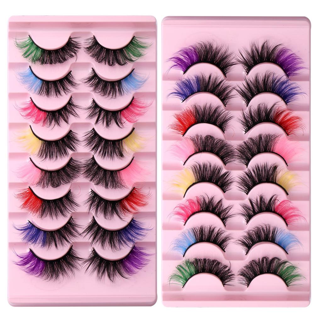 8 Pairs Of Colored False Eyelashes 8D Curled Natural Eyelashes Stage Makeup Performance False Eyelashes