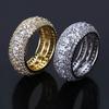Hip-Hop Copper Micro-Inlaid Five-Row Full Zircon Ring Men's Colorful Zircon Fashion Personality Ring