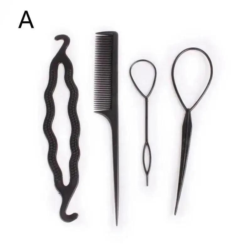 4 Pcs Headgear Disc Hair Set Style Hair Extension Pin Hairs Stick Pointed Tail Comb Disc Hairs Set Braiders Styling Tools