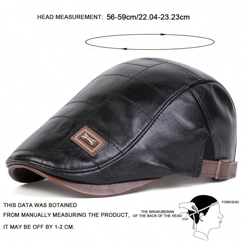Men Retro Pu Leather Newsboy Caps JAMONT Labeling British Painters Hats Spring Autumn Side Adjustable Flat Cap Hip Hop Berets