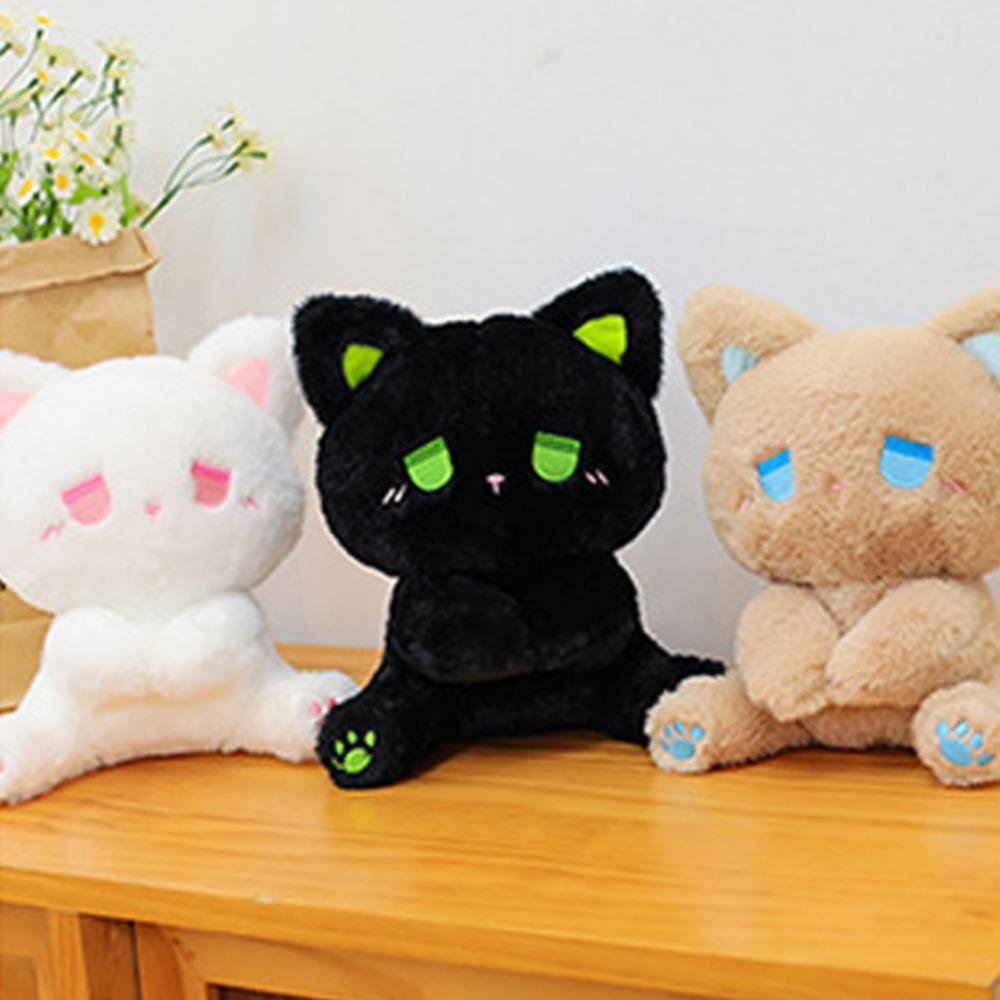 Comfortable Plush Bear Doll Toy Emo Bear Stuffed Animal Doll Black Cat Plush Toy Couple