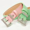 Women Belt Geometric Square Buttons Jeans Belt Adjustable Length Multi Holes Imitation Leather