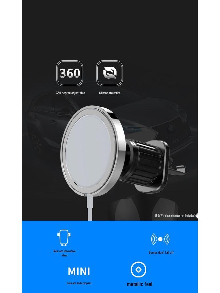 MagSafe 17mm Ball Head Bracket Zinc Alloy for Apple Wireless Charger, Car Mount