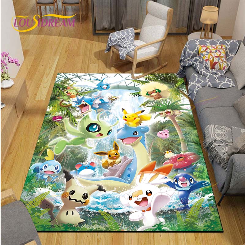 Χαλί Pokemon Χαλί Anime Παιδικά Χαλιά Σαλόνι Τραπεζάκι τσαγιού Χαλί Υπνοδωματίου Πλενόμενα Χαλιά Δαπέδου Χαλί Οικιακής Χρήσης Χαριτωμένο Χαλί