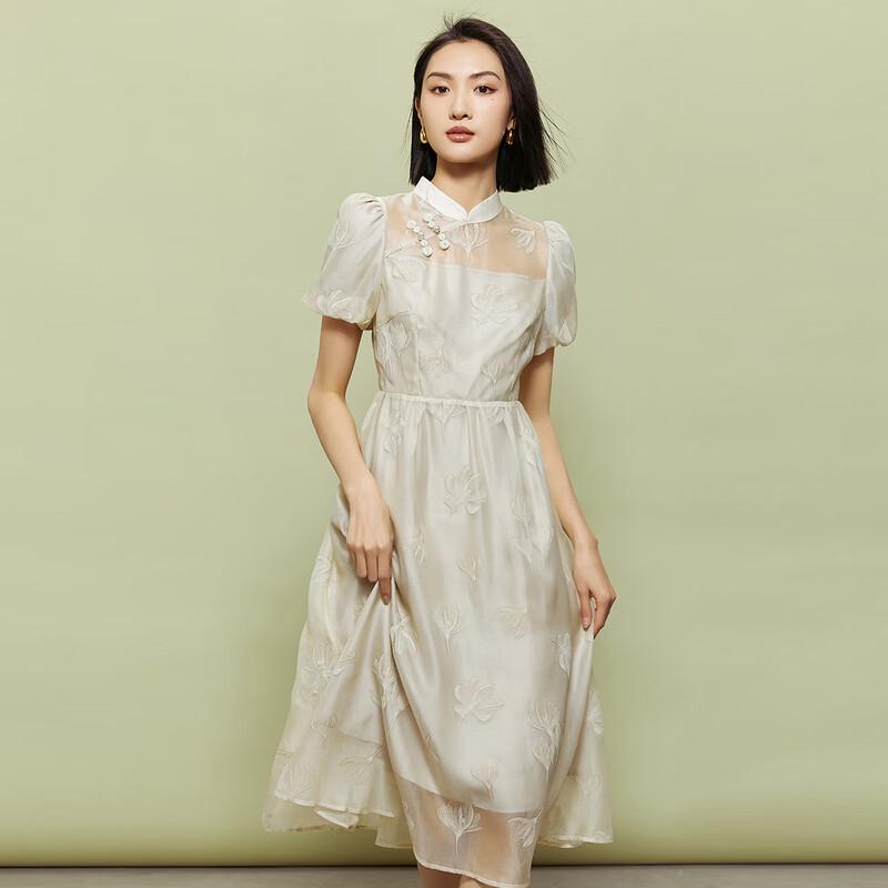 

Tatu Women s Chinese Style Mid-length Short-Sleeve Dress L