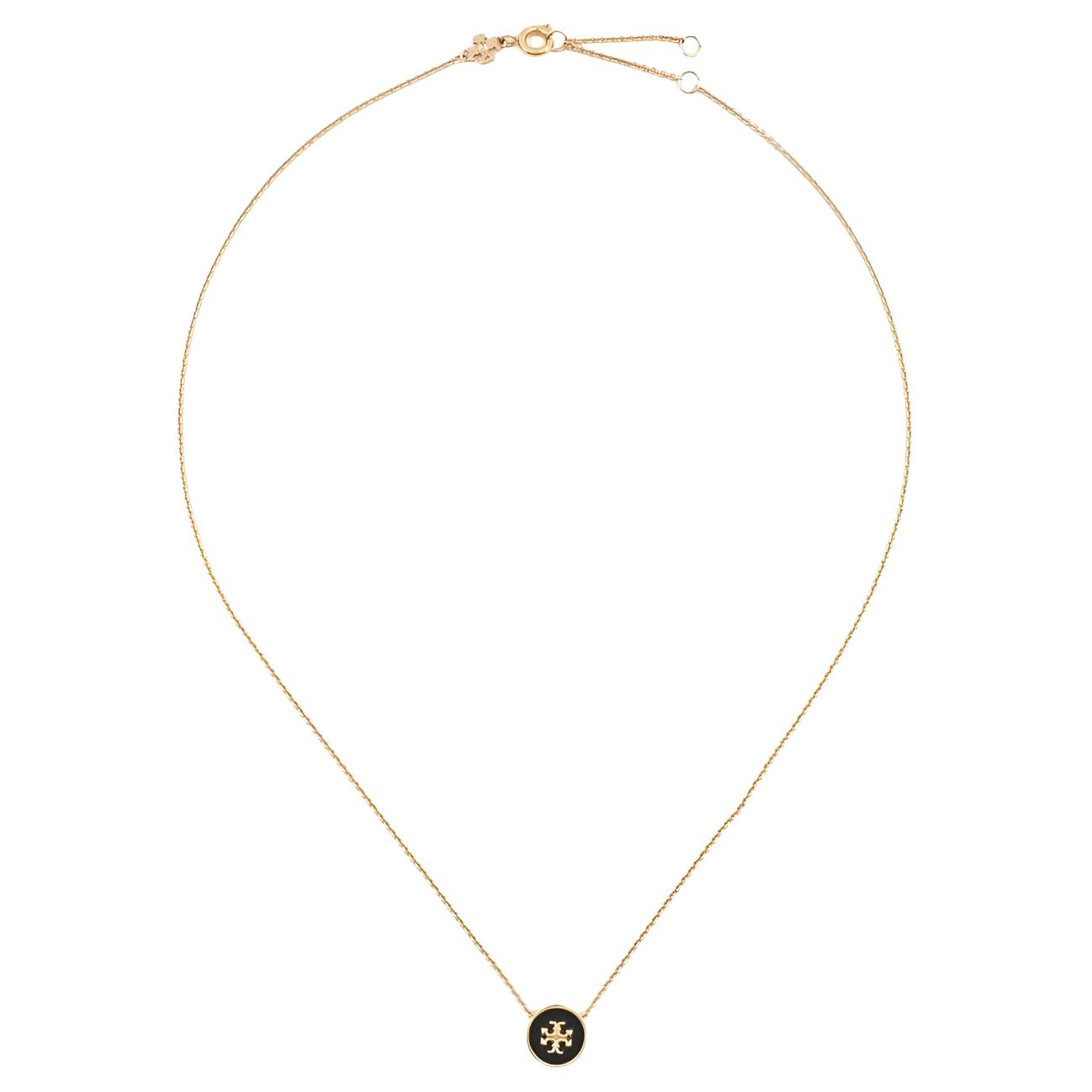 Tory Burch Kira Double T Logo Pendant Yellow Necklace Women necklace 90549-720 Black,One Size