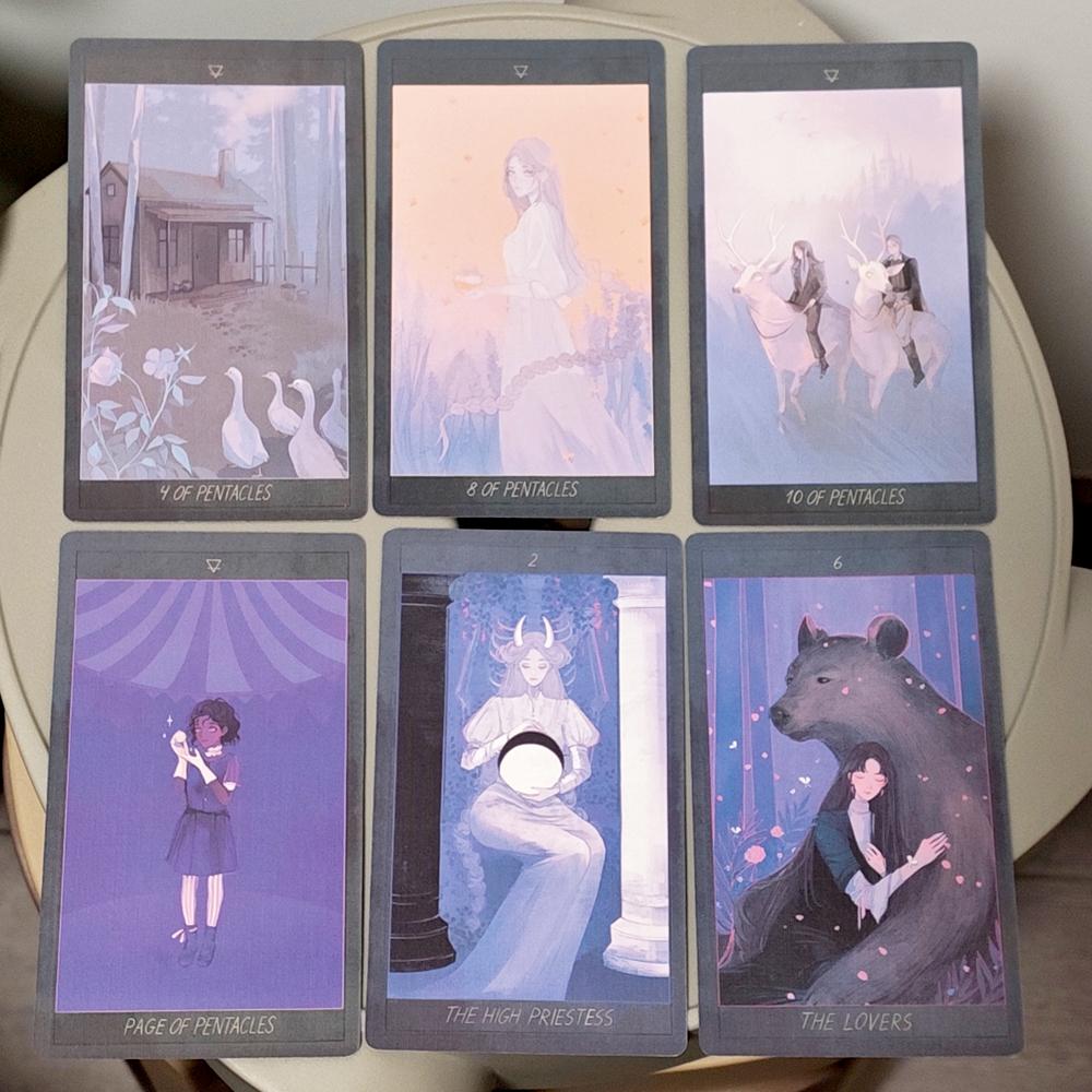 Honey and Lavender Tarot 12*7cm in Rigid Box Fairy Tale and Fantasy Deck 78 Cards Printed on 350GSM Double-embossed Cardstock