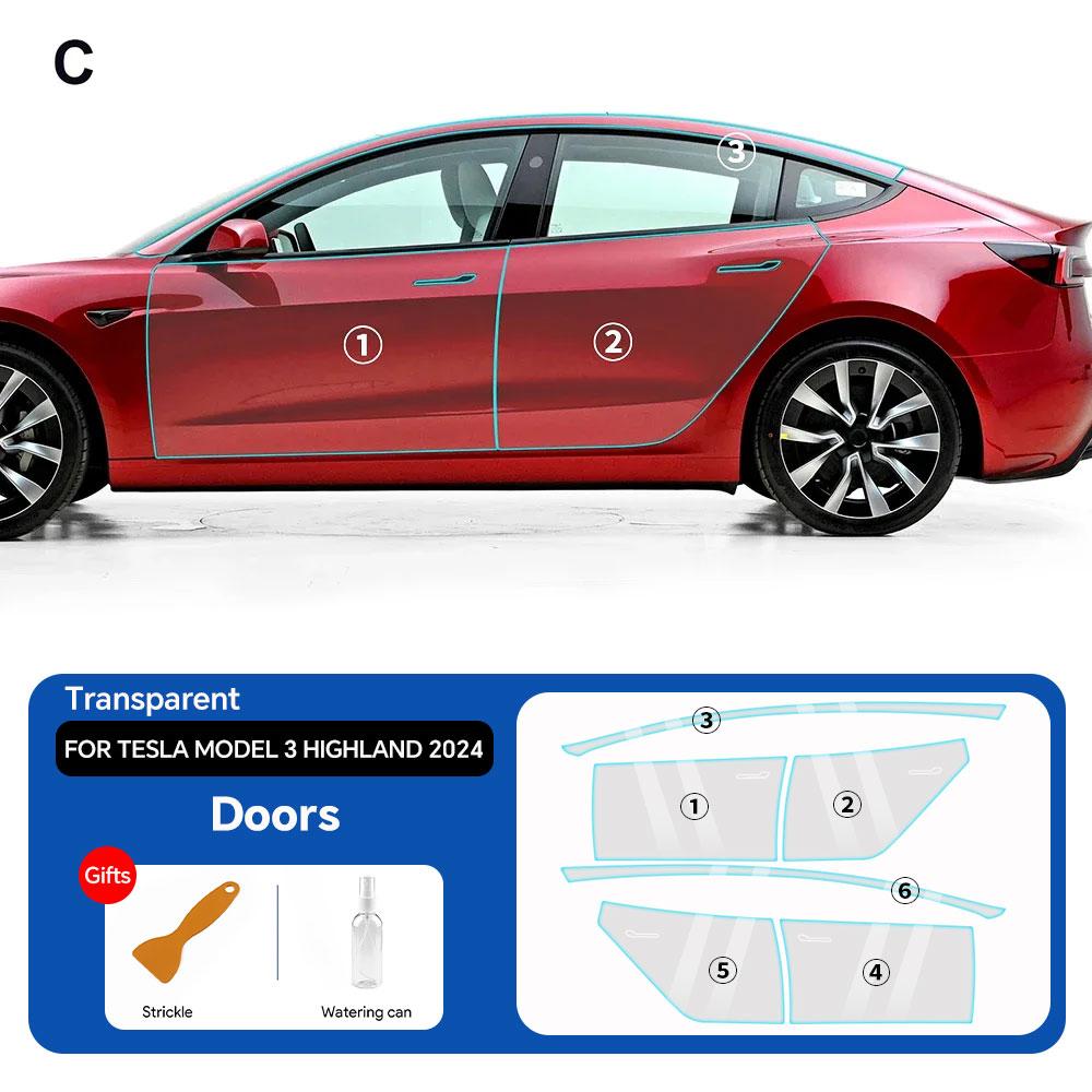 TPU Invisible Car Paint Protection Film for Tesla Model 3 Highland 2025 2025-Up Anti-Scratch Clear Bra PPF Car Accessories