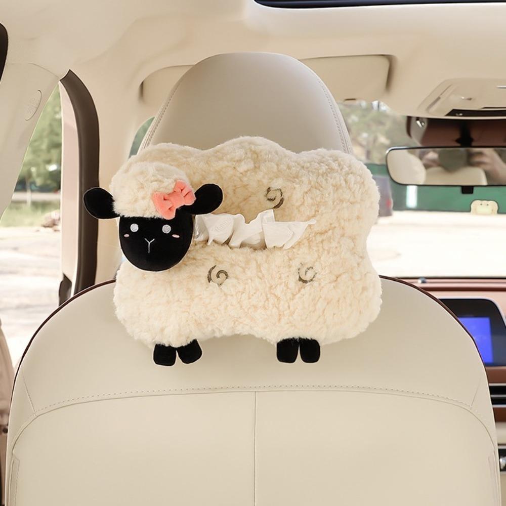 

Napkin Holder Car Back Seat Organizer Tissue Bag Vehicle Paper Box Lamb Car Tissue Box Kids Style 2