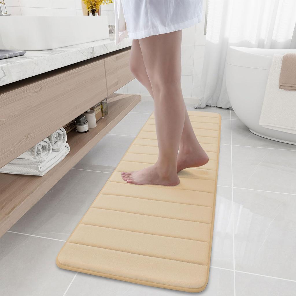 Olanly Soft Memory Foam Bathroom Bath Mat Absorbent Non-Slip Bath Mat Washable Comfortable Bath Mat Easy to Dry For Bathroom Rug