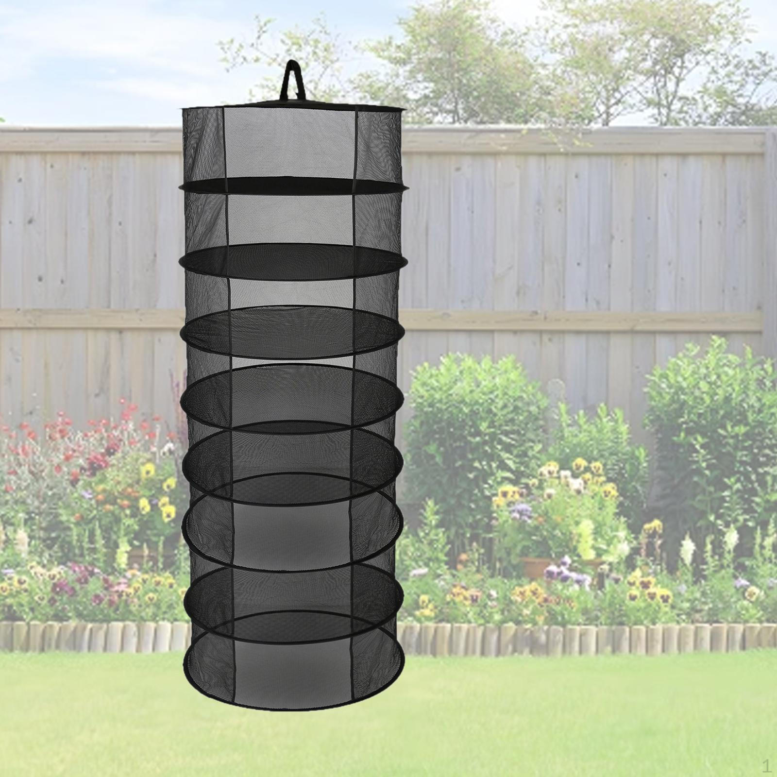 

2ft 8 Layer Plant Hanging Dry Mesh Net Drying Basket Round with Vertical Design for Hydroponics чёрный