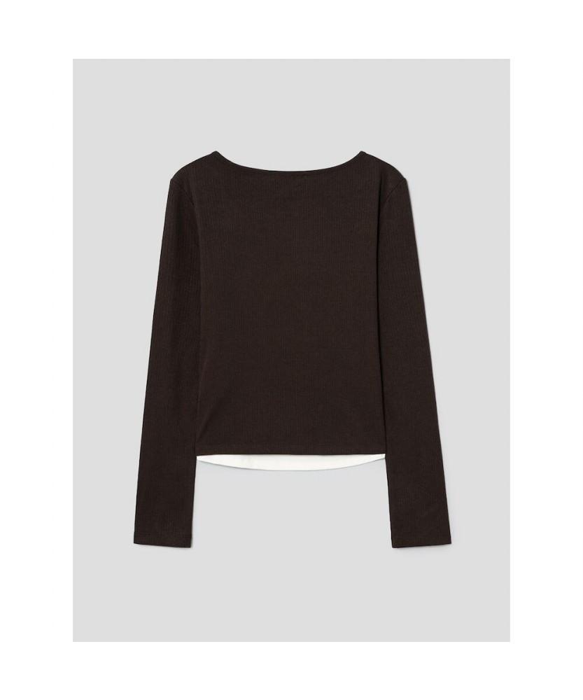 8seconds Color Block Layered Long Sleeve T-Shirt Brown